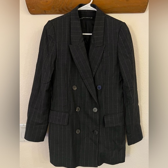 Zara woman double breasted striped blazer - Picture 1 of 1